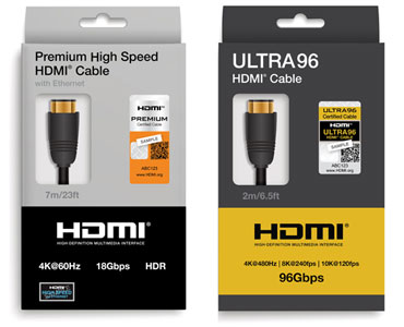 Visuel repr�sentant des c�bles HDMI Ultra High Speed et Ultra96