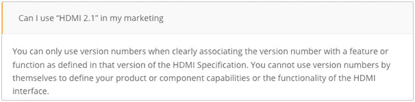 Informations concernant l'exploitation marketing de la norme HDMI 2.1