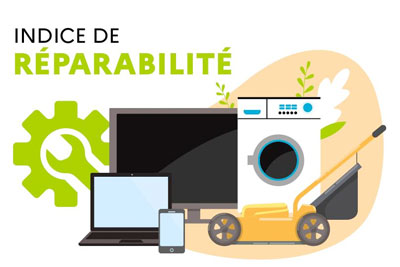 Visuel de l'indice de r�parabilit� pour les TV, lave-linges � chargement frontal, ordinateurs portables, smartphones et tondeuses � gazon �lectriques