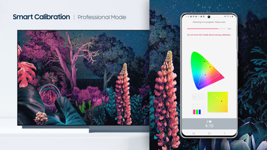 Visuel repr�sentant la fonction Smart Calibration disponible sur certaines TV Samsung QLED 2022