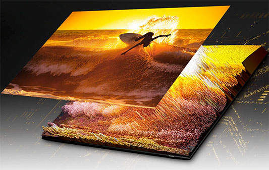 Visuel repr�sentant la gestion de la lumi�re sur une TV Samsung �quip�e de la technologie Samsung Quantum Matrix