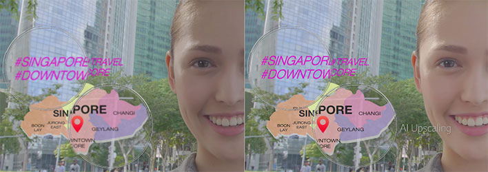 Visuel illustrant la fonction AI Upscaling de la marque LG