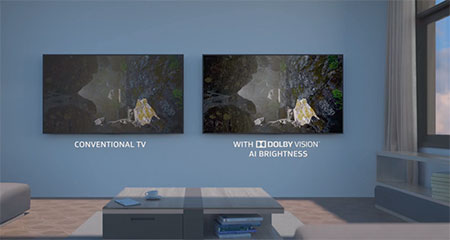 Le dispositif AI Brightness est utilis� avec les contenus HDR Dolby Vision pour proposer un rendu optimal