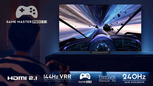 Visuel repr�sentant les fonctionnalit�s Game Master Pro 2.0 des TV TCL
