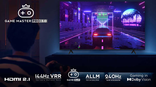 Visuel repr�sentant les fonctionnalit�s Game Master Pro 3.0 des TV TCL