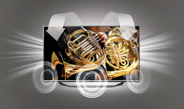 Illustration de la diffusion du son � partir d'une TV �quip�e de la technologie Virtual Surround