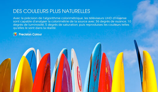 Visuel repr�sentant le rendu des couleurs sur une TV Hisense �quip�e de la technologie Precision Colour