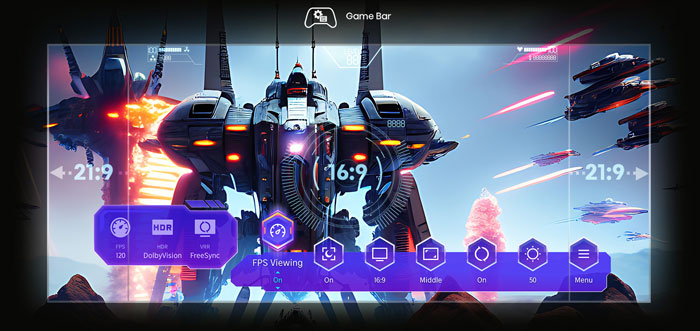 Visuel repr�sentant la Game Bar sur une TV Hisense