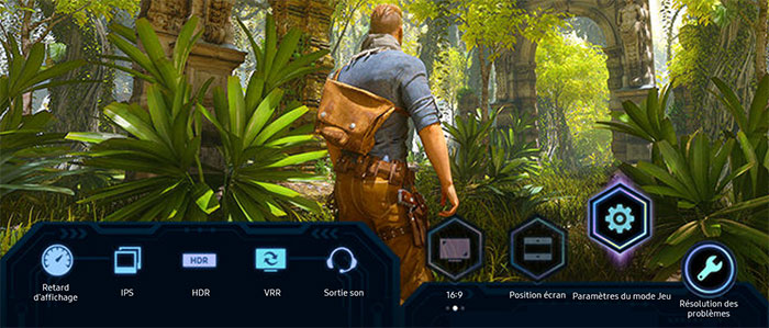 Visuel repr�sentant la barre de jeux sur une TV Samsung