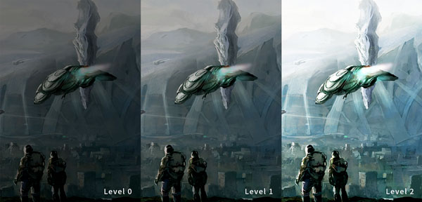 Visuel repr�sentant l'ajustement lumineux des images sombres via la fonction Dark Field Control