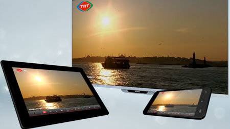 Visuel repr�sentant la diffusion des flux TV sur des �quipements mobiles via la fonctionnalit� FollowMe TV