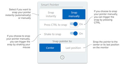Visuel pr�sentant les options de r�glages Smart Pointer