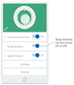 Visuel pr�sentant le menu Snap Window