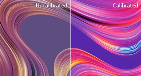 Visuel repr�sentant la diff�rence d'aspect des couleurs sur un �cran non calibr� et un �cran Diff�rence de rendu des couleurs entre un moniteur non calibr� et un �cran Color Calibrated