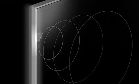 Visuel repr�sentant un actionneur � l'origine des vibrations permettant la propagation d'ondes sonores au niveau de l'�cran