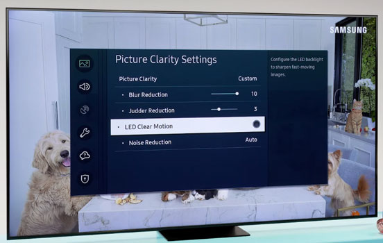 Visuel repr�sentant le r�glage Clear Motion dans les menus