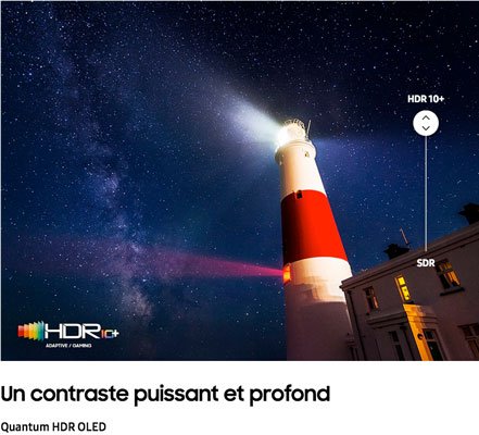 Visuel repr�sentant l'affichage d'une source HDR10+ sur une TV Samsung Quantum HDR OLED