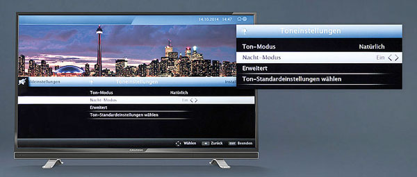 Visuel reprsentant l'activation du mode nuit sur une TV Grundig