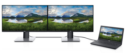 Visuel du transport multi-flux d'un ordinateur vers deux �crans branch�s en s�rie