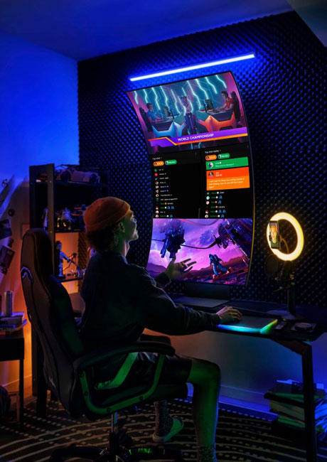 Visuel pr�sentant l'affichage en Cockpit Mode sur un �cran Samsung Odyssey Ark