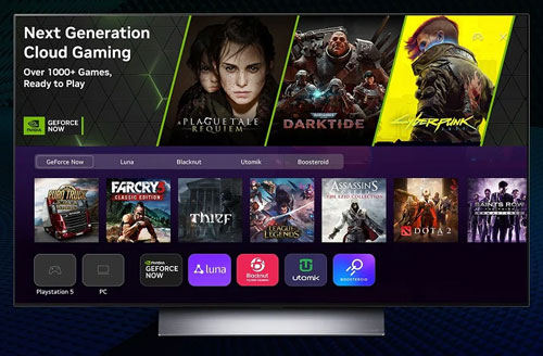 Visuel de l'interface Game Card d�ploy�e dans certaines TV connect�es LG pour donner acc�s aux services de cloud gaming
