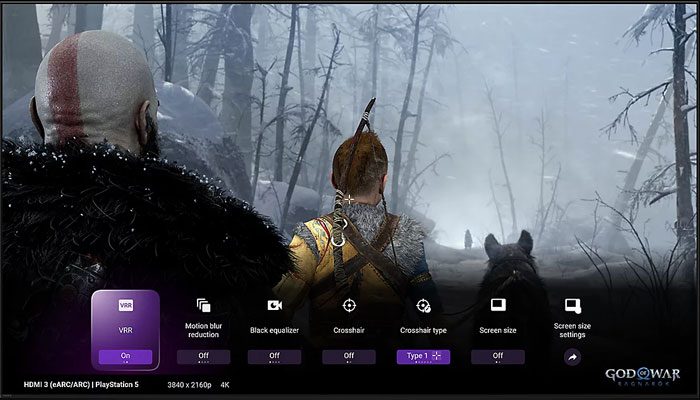 Visuel pr�sentant le bandeau UI Game Bar regroupant les principaux r�glages pr�vus pour l'utilisation jeux vid�o