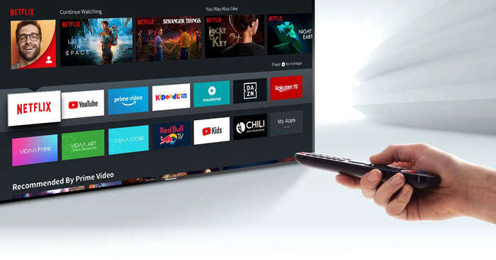 Visuel prsentant l'cran d'accueil d'une TV Hisense avec Launcher View