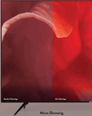 Visuel prsentant l'optimisation du contraste avec la fonction Micro Dimming sur une TV conue par Vestel