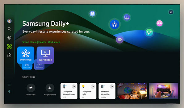 Visuel repr�sentant l'interface Daily+ sur une TV Samsung