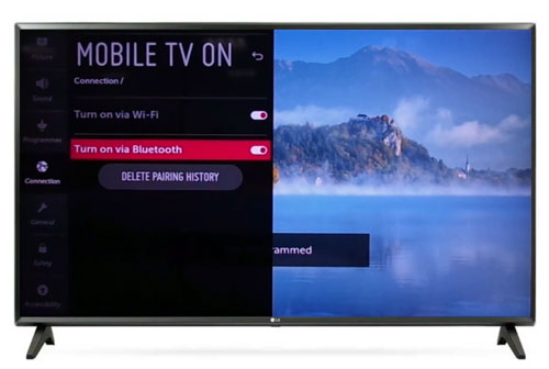 Visuel pr�sentant les param�tres de r�glages Mobile TV On