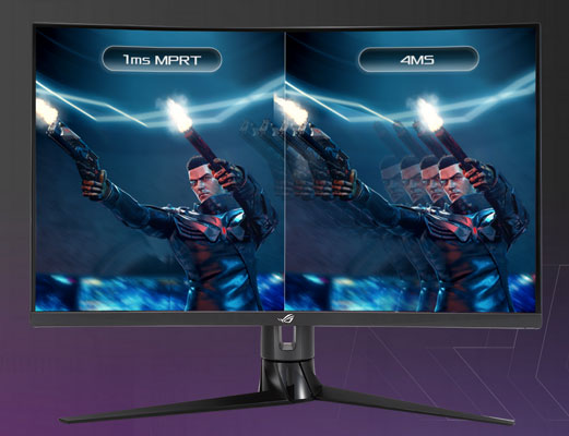 Visuel pr�sentant un moniteur Asus ROG Strix �quip� de la fonction ELMB optimisant la fluidit�