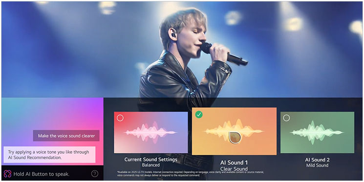 Visuel repr�sentant la fonction AI Sound Wizard sur une TV LG