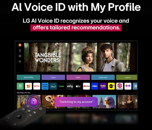 Visuel pr�sentant la fonction AI Voice ID de LG