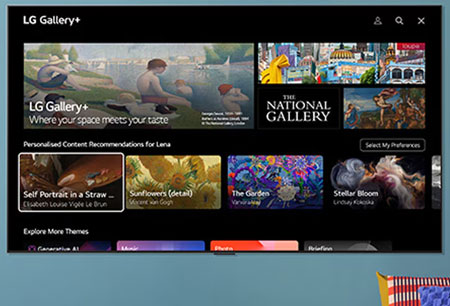 Photo de l'interface Gallery+ sur une TV LG