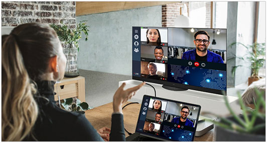 Visuel pr�sentant la fonction Power Link - HDMI Signal Power Link entre un ordinateur et une TV Panasonic connect�s � l'aide d'un c�ble HDMI