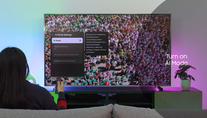 Visuel repr�sentant l'AI mode sur une TV Samsung