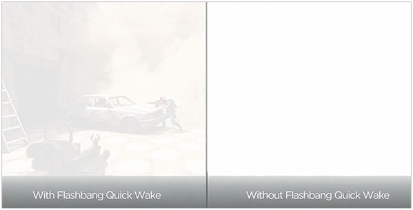 Visuel pr�sentant la fonction Flashbang Quick Wake sur un �cran TCL