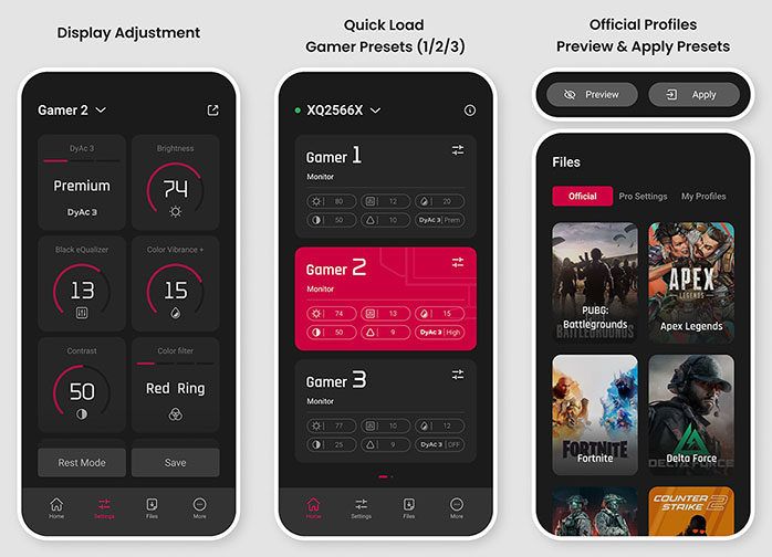 Visuels pr�sentant l'application ZOWIE Sync
