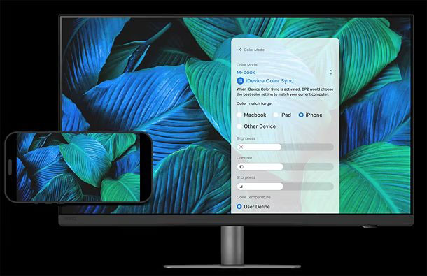 Visuel repr�sentant la fonction iDevice Color Sync sur un �cran BenQ