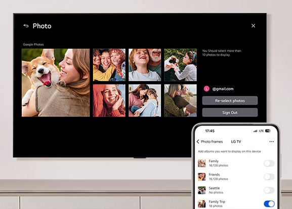 Visuel repr�sentant la fonction My Photos sur une TV LG