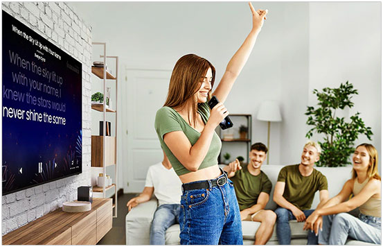 Visuel pr�sentant la fonction karaok� d'une TV Samsung