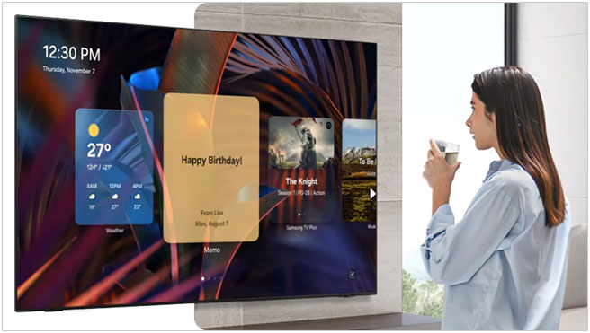 Visuel d'une TV Samsung avec tableau quotidien Daily Board - Daily Overview