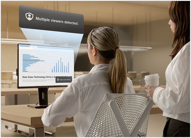 Illustration de la fonction Privacy Alert sur un �cran ViewSonic