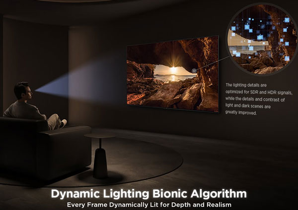 Visuel pr�sentant la technologie Dynamic Lighting Bionic Algorithm de TCL