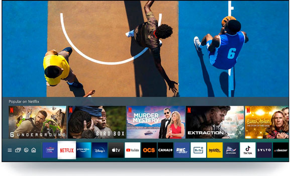 Visuel représentant l'accès à des services VOD sous forme d'applications directement depuis l'interface d'une TV connectée