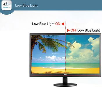 Visuel prsentant la fonction Low Blue Light d'AOC