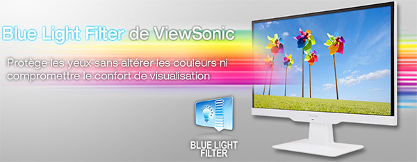 Illustration de la technologie Blue Light Filter ViewSonic Blue Light Filter
