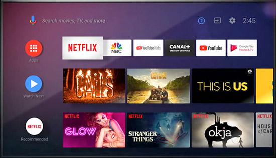 Visuel reprsentant une TV avec Android TV