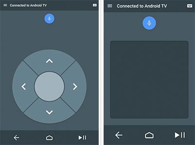Visuels de l'application Android TV Remote Control permettant de piloter les appareils Android TV depuis un appareil mobile