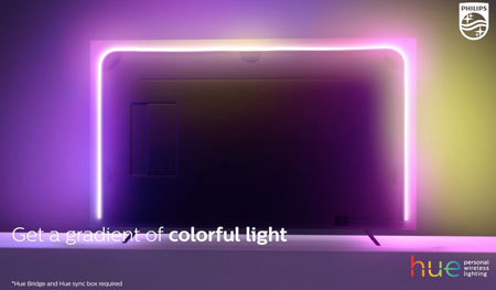Visuel repr�sentant les LED color�es Lightstrip Hue Play gradient commercialis�es par Philips